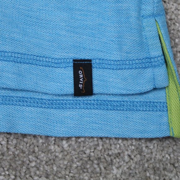 Orvis Trout Bum Polo Shirt Mens Large Blue Polyester/Cotton S/S Pullover - Picture 3 of 13